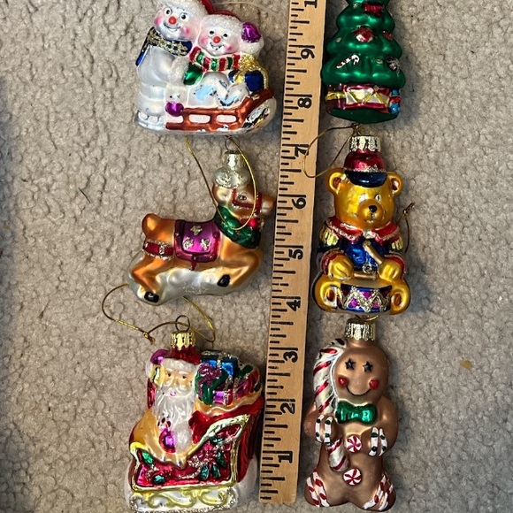 Vintage Glass Christmas Ornaments Set of 12 Hand Painted Holiday Figures Boxed - Picture 3 of 5
